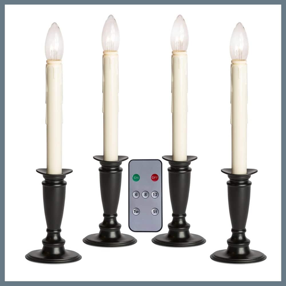 Battery Operated Bi-Directional LED Adjustable Base Candle 4-pack