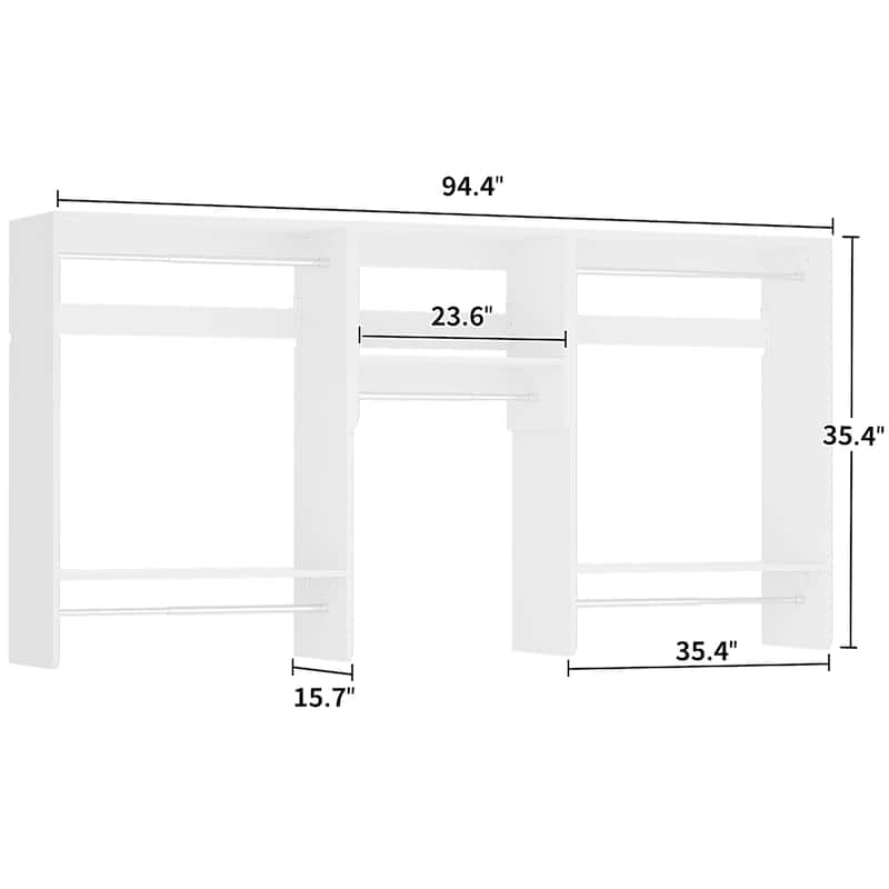 Cimly 94.4'' Set of 3 Wide Floating Closet System, Heavy-duty Closet Organizer with 5 Hanging Rods