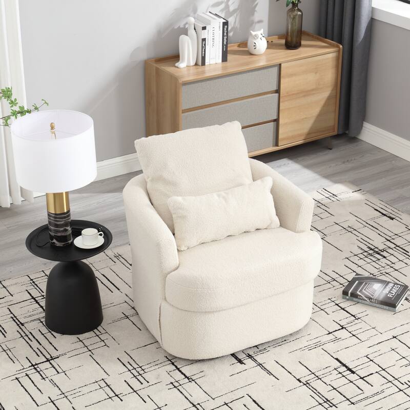 32.68" Swivel Barrel Chair with Metal Base
