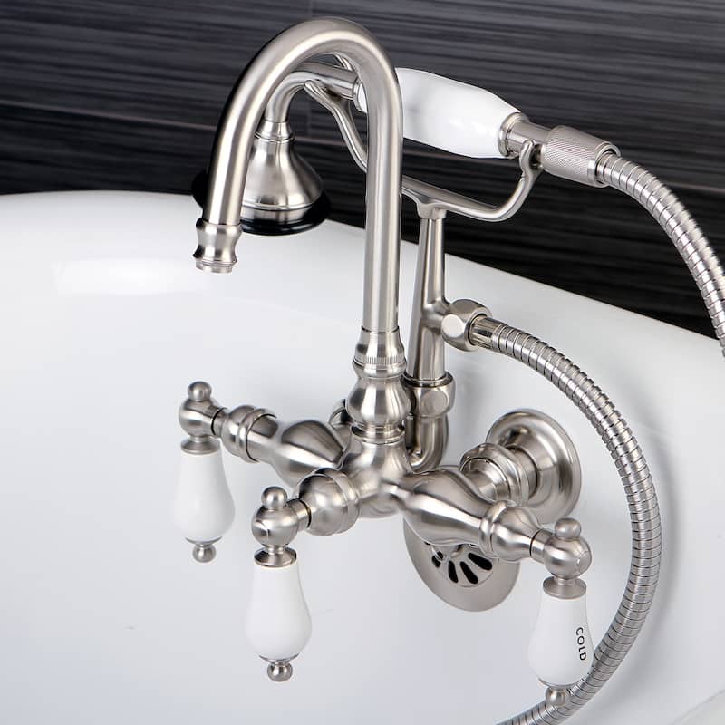 Kingston Brass Aqua Vintage Wall Mount Clawfoot Tub Faucet - Brushed Nickel
