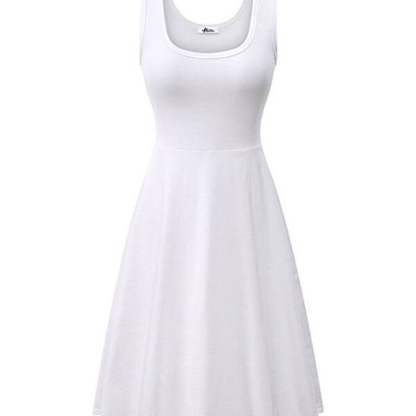 Shop Casual Cotton Flared Midi Tank Dress Overstock 23017819