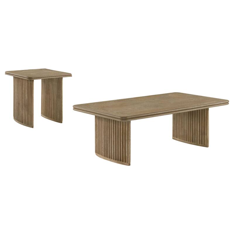 Adina Wood Coffee Table Set Distressed Light Brown - 2-piece