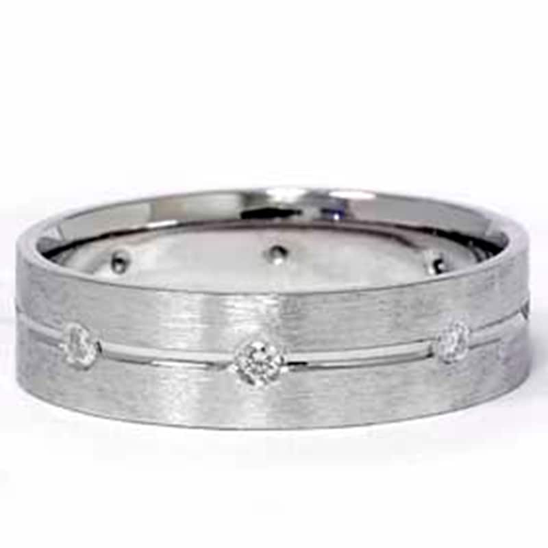 Mens White Gold Comfort Fit SI Diamond Wedding Band New