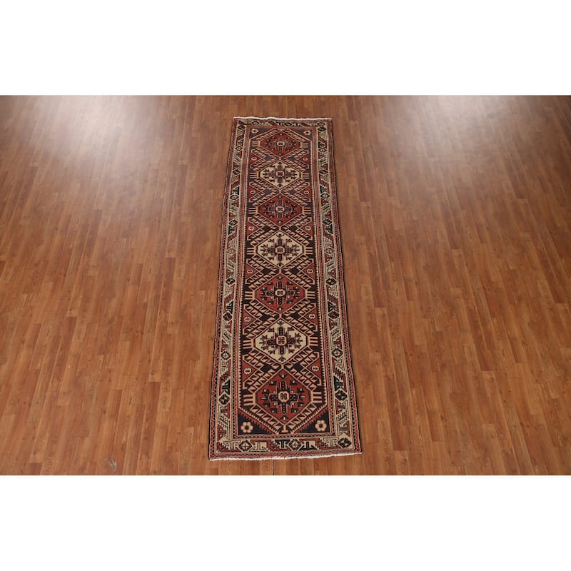 Bakhtiari Persian Vintage Runner Rug Hand-knotted Wool Carpet - 3'2"x 10'0"