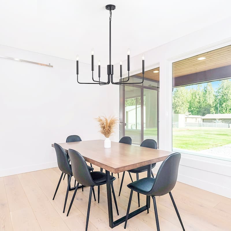 Modern 6-Light Simple Candle Chandelier for Kitchen Island, Living Room, Bedroom, Foyer