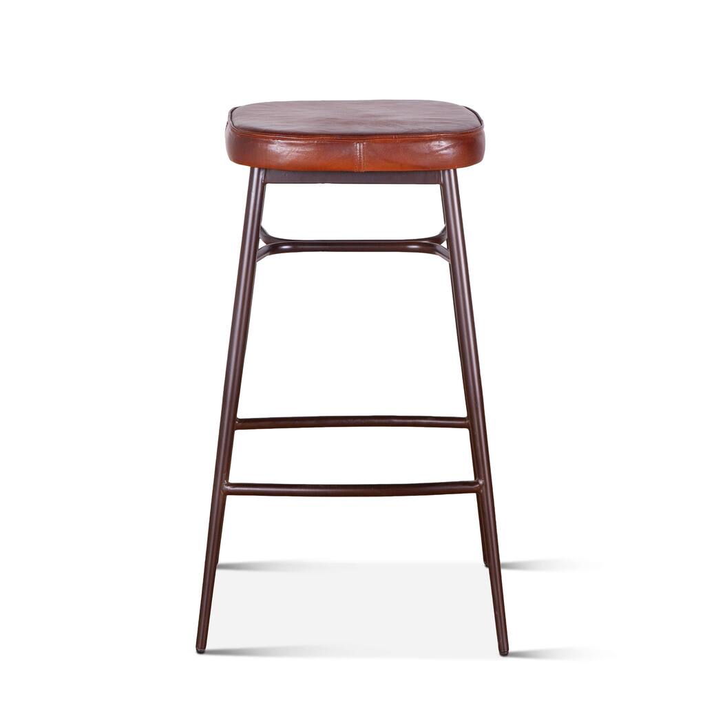 Hudson Backless Leather Stool
