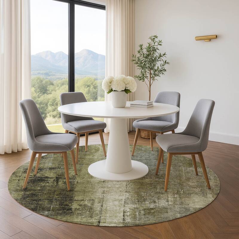 Premium Washable Super Soft Ombre Solid Mayfield Rug - Olive - 8' x 8'