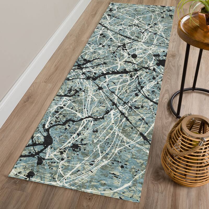 Machine Washable Indoor/ Outdoor Modern Splatter Chantille Rug