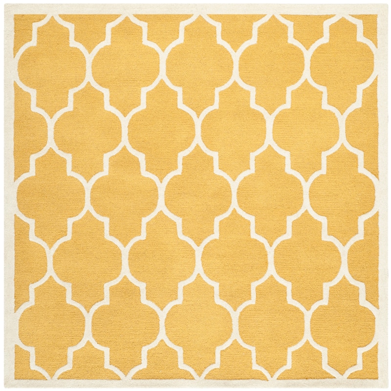 SAFAVIEH Handmade Cambridge Oddny Moroccan Trellis Wool Rug - 8' Square - Gold/Ivory