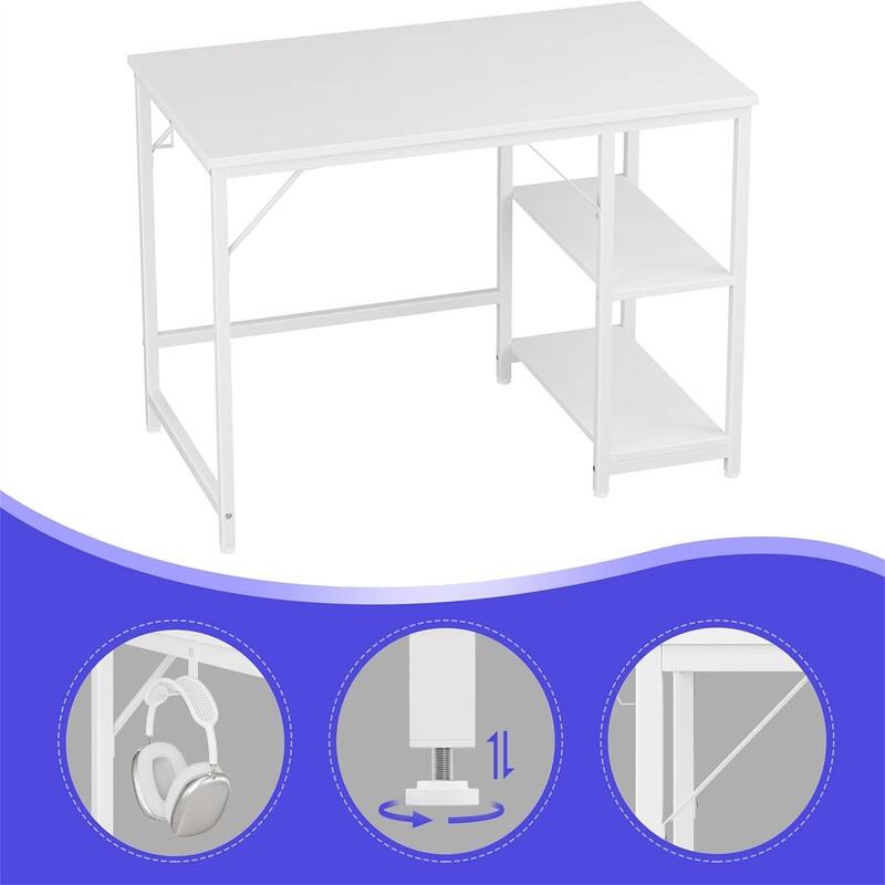 Computer Desk with Drawers and Storage Shelves