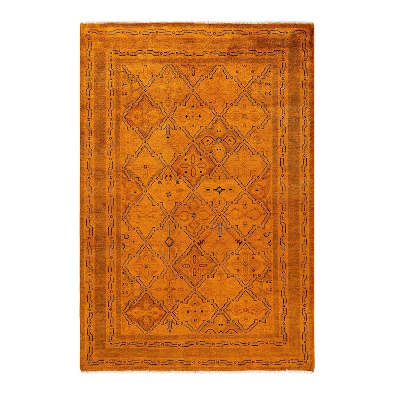 Vibrance, One-of-a-Kind Hand-Knotted Area Rug - Orange, 4' 2" x 6' 2" - 4' 2" x 6' 2"