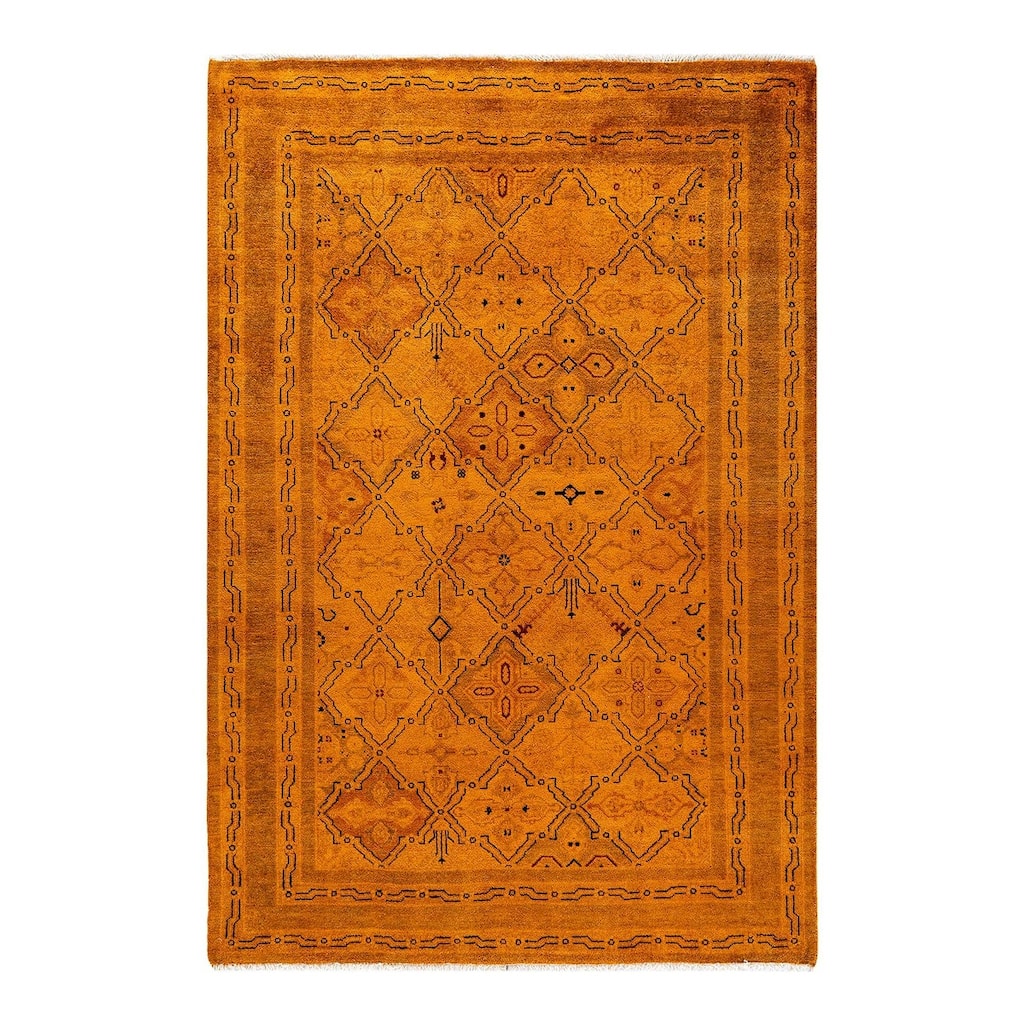 Vibrance, One-of-a-Kind Hand-Knotted Area Rug - Orange, 4' 2" x 6' 2" - 4' 2" x 6' 2"