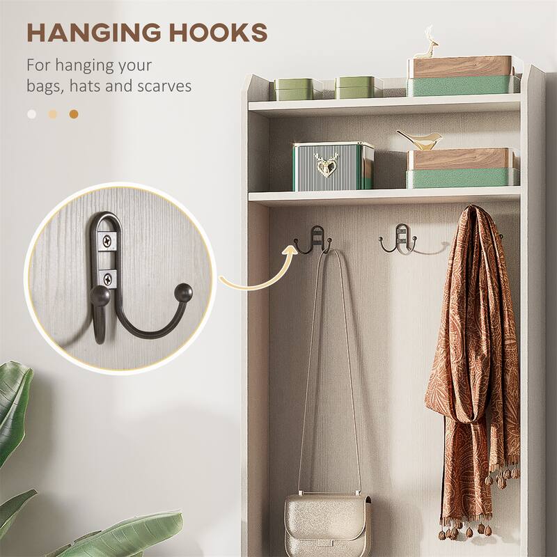 Hall Tree with Shoe Storage Bench, Coat Rack, Storage Shelves