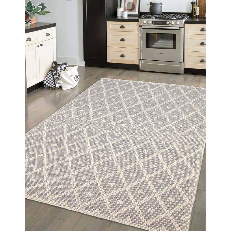 ECARPETGALLERY Braid weave Sienna Grey Wool Rug - 5'3 x 7'11