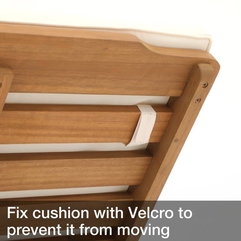 Outdoor Acacia Wood Chaise Lounge with Cushion