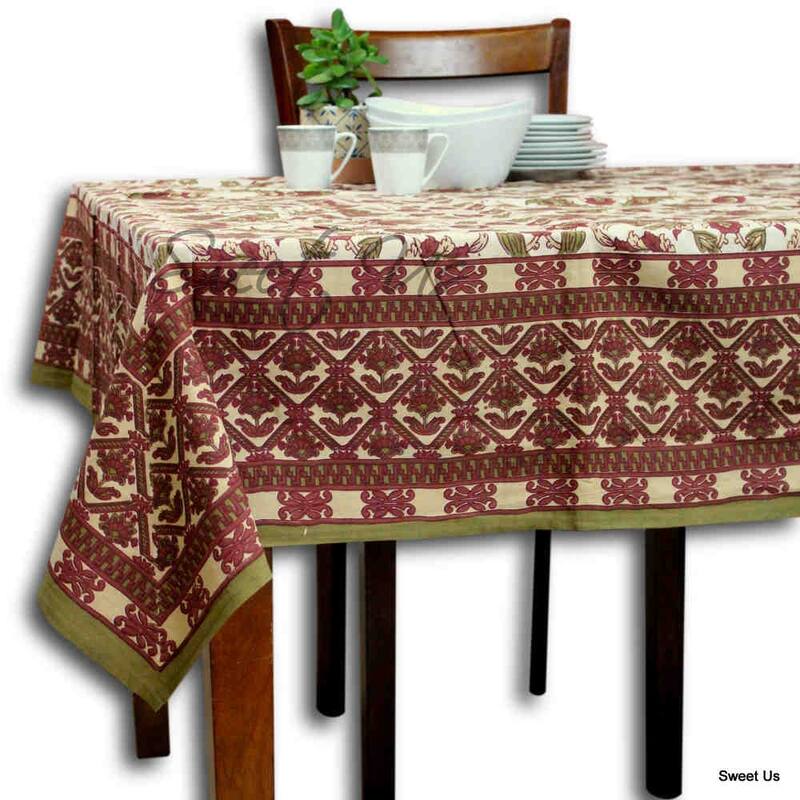 Cotton Floral Buds n Berries Tablecloth Rectangle - 70 x 104 in