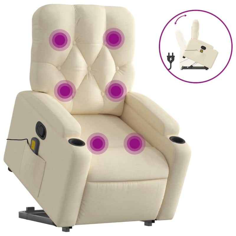 vidaXL Stand up Massage Recliner Chair Power Lift Wingback Armchair Fabric
