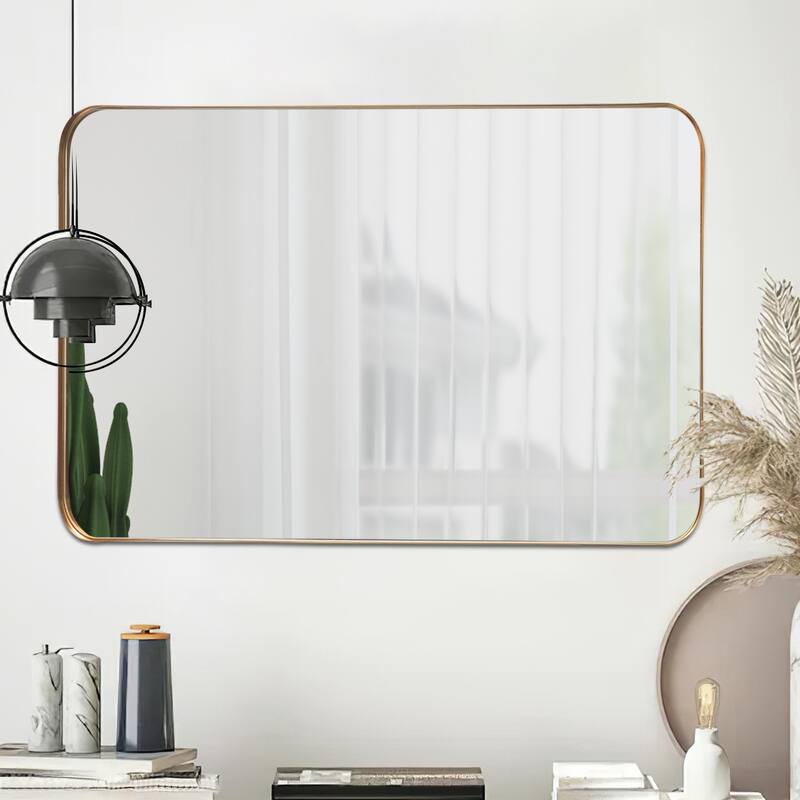 Modern Deep Rectangle Round Corner Wall Mirrors for Bathroom Mirror