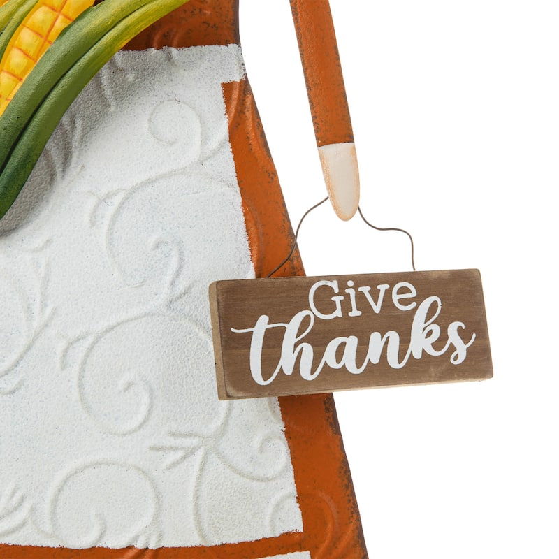Glitzhome 36"H Fall Thanksgiving Metal Pilgrim Yard Stake Standing Hanging Decor (3 Functions)
