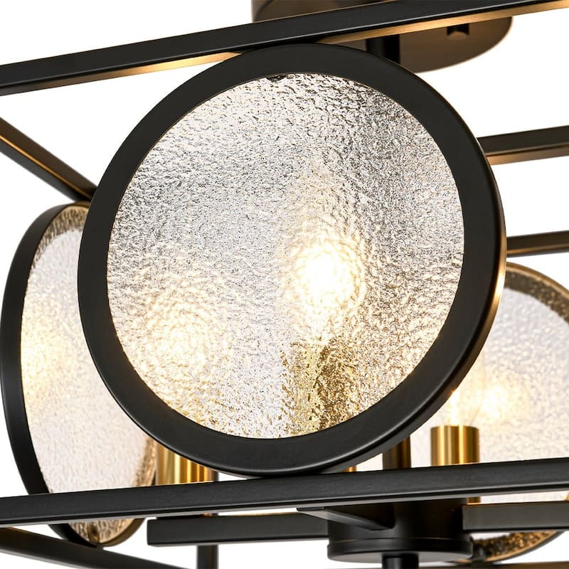 4-Light Textured Glass Candle Square Lantern Ceiling Light 11.8in