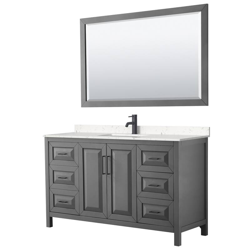 Wyndham Collection Daria 60" Free Standing Single Basin Vanity Set - Dark Gray / Carrara Cultured Marble Top / Matte