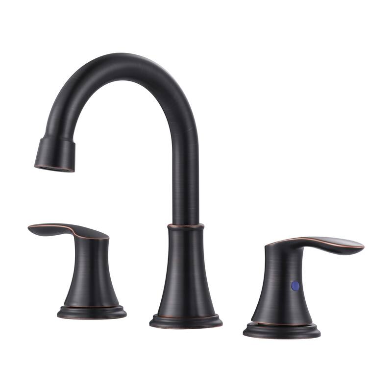 WOWOW 8 in. Widespread Double Handle Bathroom Faucet with Pop Up Drain - Oil Rubbed Bronze