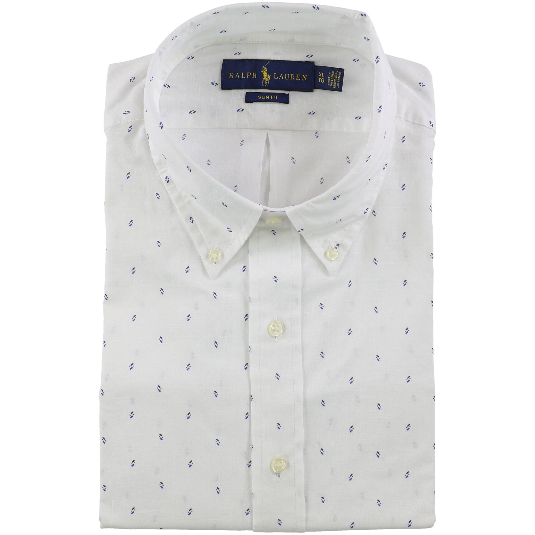 Shop Ralph Lauren Mens Slim Fit Printed Button Up Shirt White X