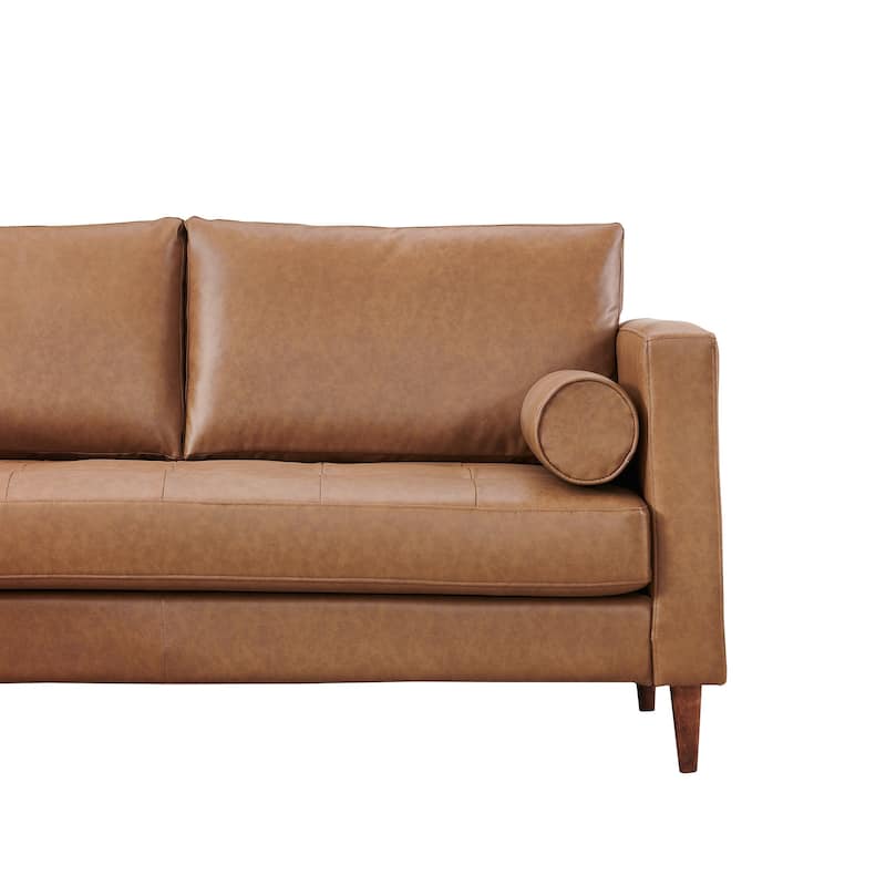 Alessandra Modern Contemporary Eco Leather Love Seat - Light Brown