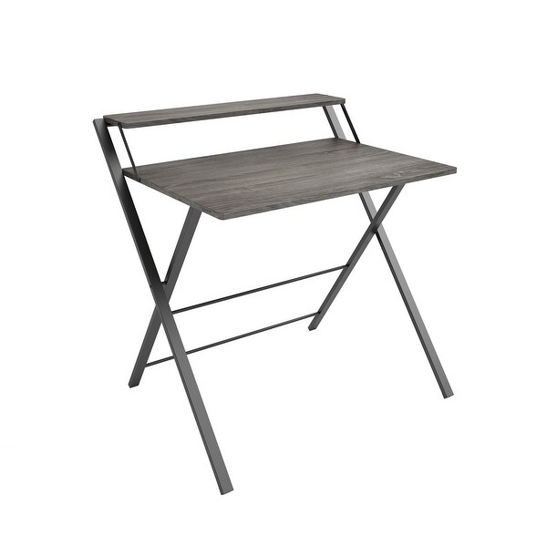 Core Gray Oak/Black Two-Tier Folding Desk. Opens flyout.