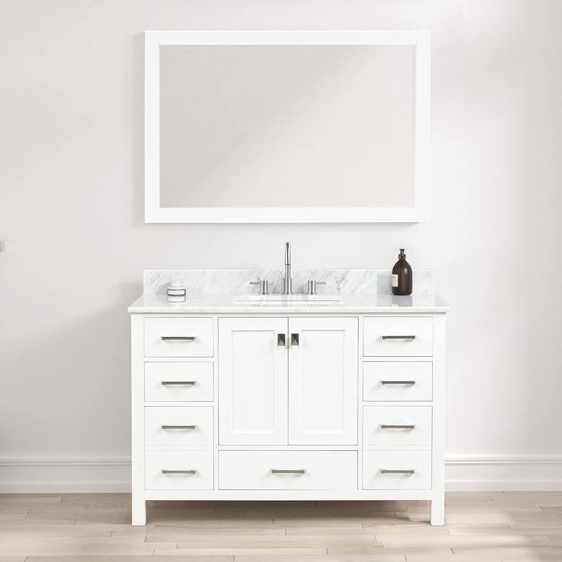 Blossom Geneva 48" Solid Wood Bathroom Vanity with Marble Top - Matte White