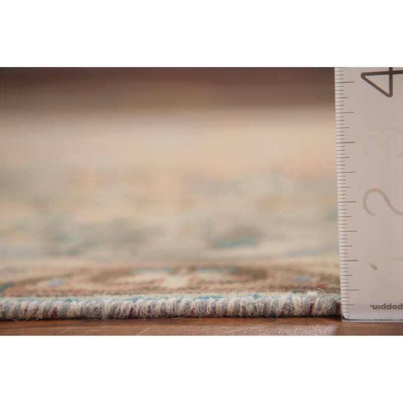 Hand Knotted Oriental 100% Wool Carpet Traditional All-Over Pink Tabriz Area Rug - 12' 4'' X 9' 2''