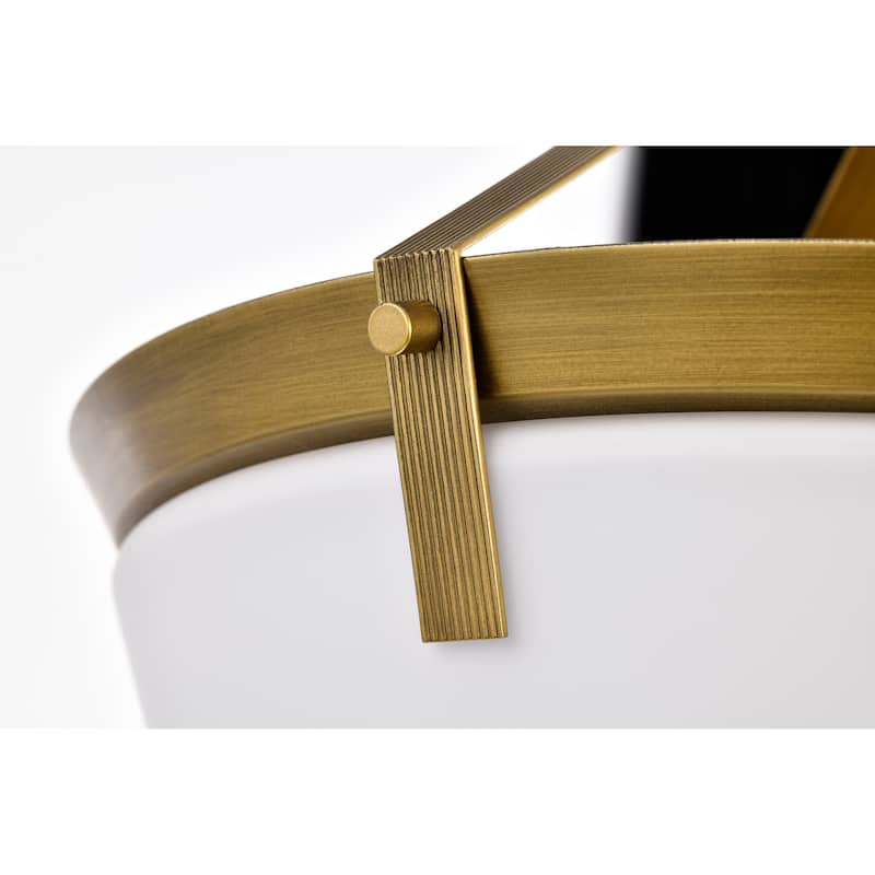 Rowen 4 Light Semi Flush - Natural Brass Finish - Etched White Glass - Natural Brass