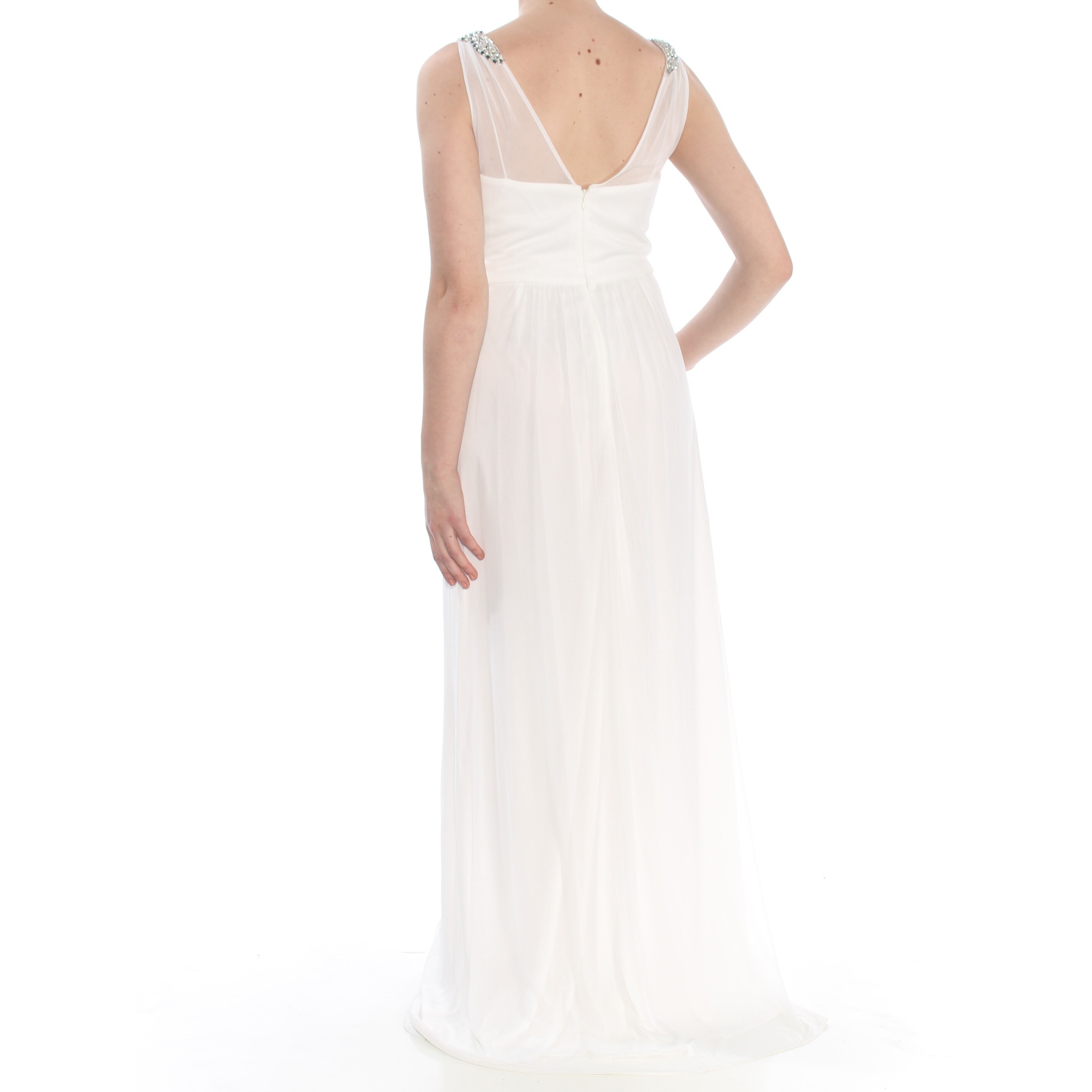 adrianna papell ruched embellished gown