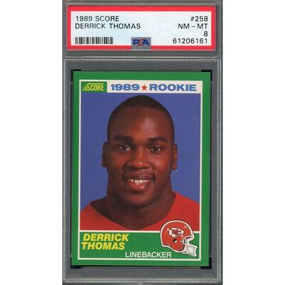 Derrick Thomas 1989 Score Football Rookie Card RC #258 Graded PSA 8 - 8'6" x 11'6"