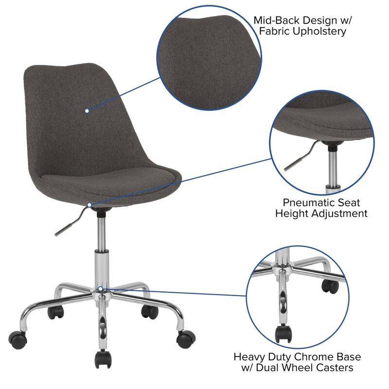 Mid-Back Fabric Task Office Chair with Pneumatic Lift