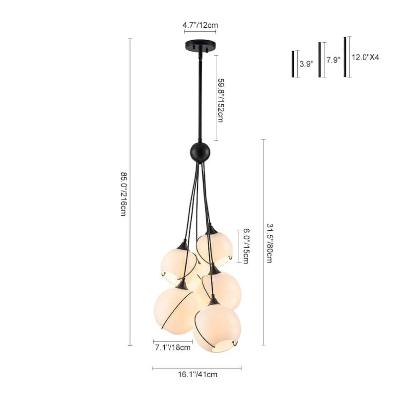 Classic Elegant Milky White Glass Globe Cluster Chandelier