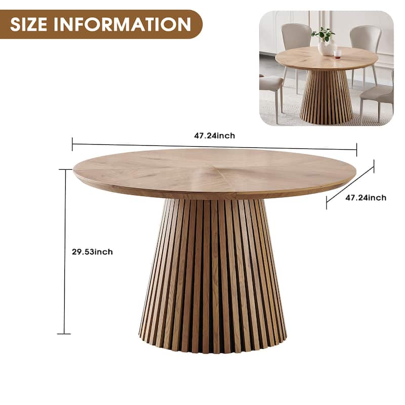 Wooden dining table, modern round kitchen dining table, fashionable design, suitable for family gatherings - Natural Wood