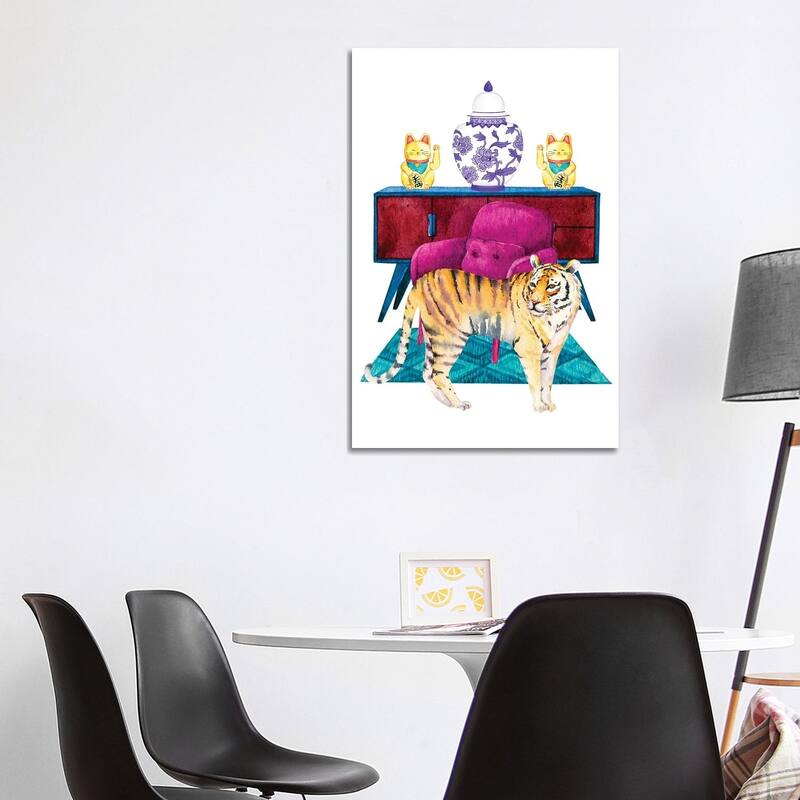 iCanvas "Tiger In Chinoiserie Decor Living Room" by Jania Sharipzhanova Canvas Print - 40x26x1.5
