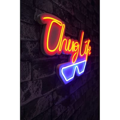 19.3" Novelty Thug Life Led Neon Sign Wall Décor - 0.8" x 19.3" x 11"
