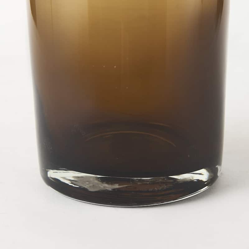 16-Inch Golden Brown Crystal Glass Cylinder Vase for Living Room Decor