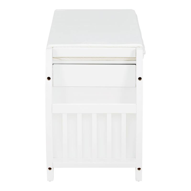 Wooden Panel 2-Tier Shoe Bench with Cushion & Curved Side Holder