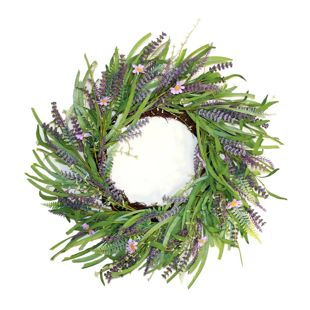 24" Lavender & Fern Wreath on Natural Twig Base - 24
