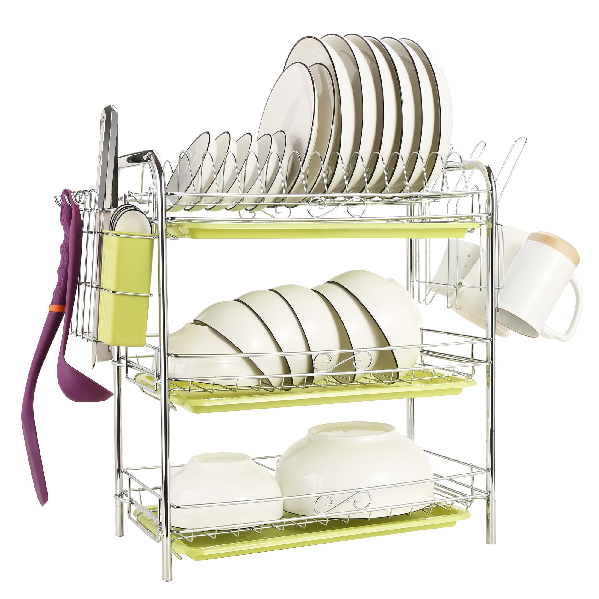 3 Level Chrome Dish Drying Rack Kitchen Dish Drainer Storage With Draining Board And Cutlery Cup 2204 X 905 X 1850 In Overstock 29211826