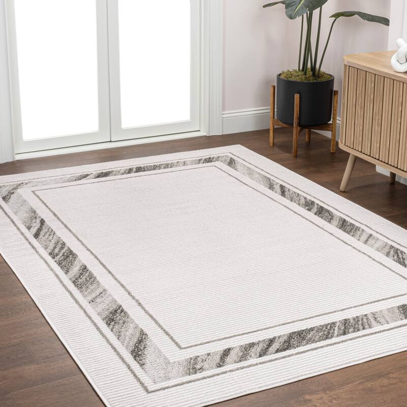 JONATHAN Y Draper Classic Border Marble Pattern High-Low Rug
