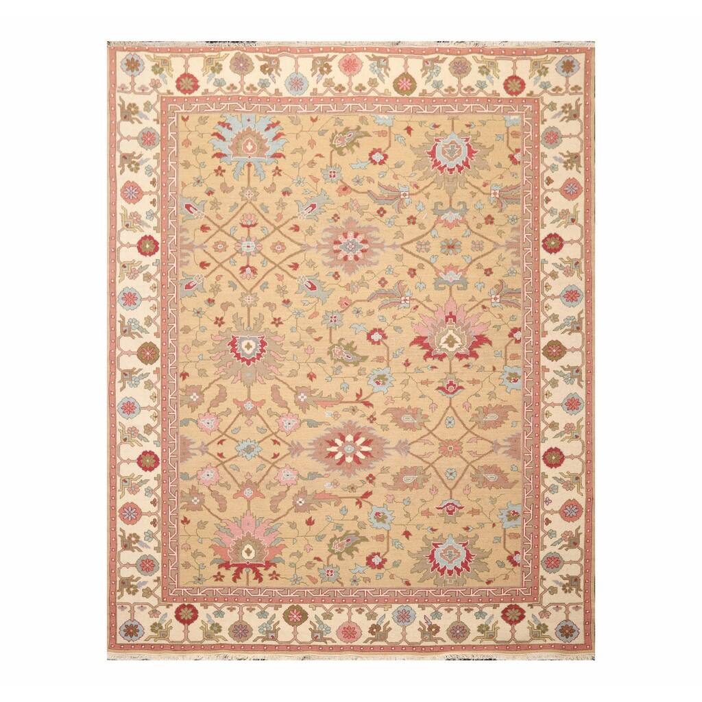 Hand Knotted Olive, Ivory Wool Traditional Oriental Area Rug (8x10) - 7' 9'' x 9' 10''