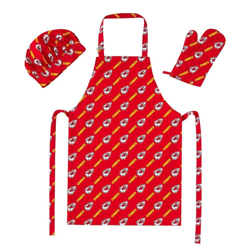 NFL Officially Licensed 3-piece BBQ Apron, Mitt, Hat Set - Kansas City Chiefs