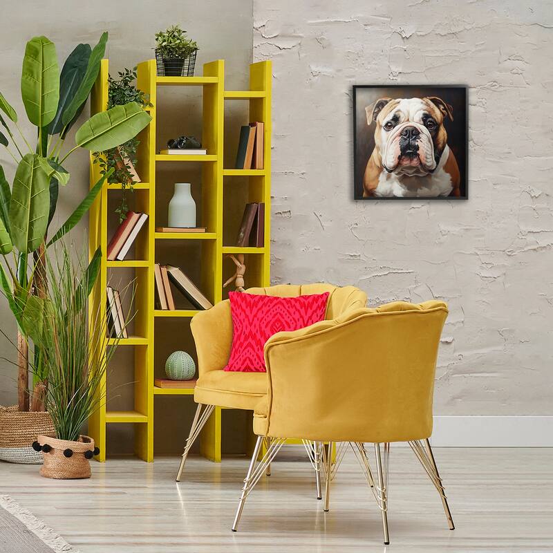Stupell Stoic Bulldog Portrait Framed Giclee Art Design By Tom Crehan