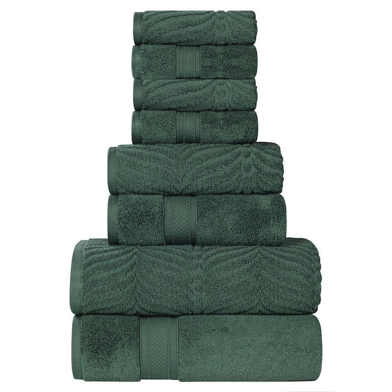Superior Chevron Zero Twist Solid and Jacquard Cotton 8 Piece Towel Set