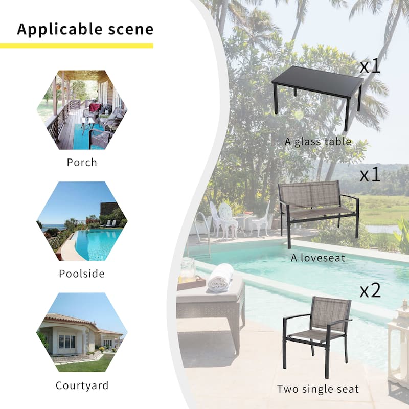 Futzca 4-Piece Outdoor Patio Furniture Set, Textilene Bistro Patio Set