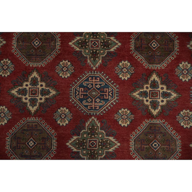 Hand Knotted Oriental 100% Wool Carpet Traditional Geometric Red Kazak Area Rug - 12' 0'' X 9' 0''